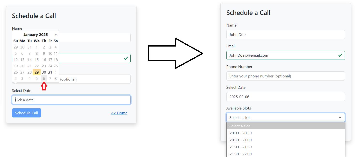 Calendar to schedule a call on specific date