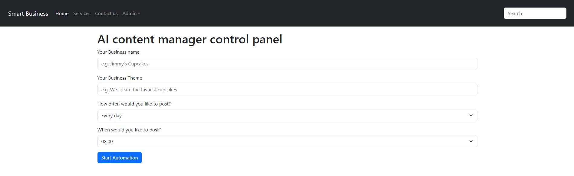 AI content manager form